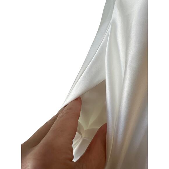 Mac Duggal White Satin One Shoulder Ruffle Gown Evening Dress Size 10 - Picture 9 of 14